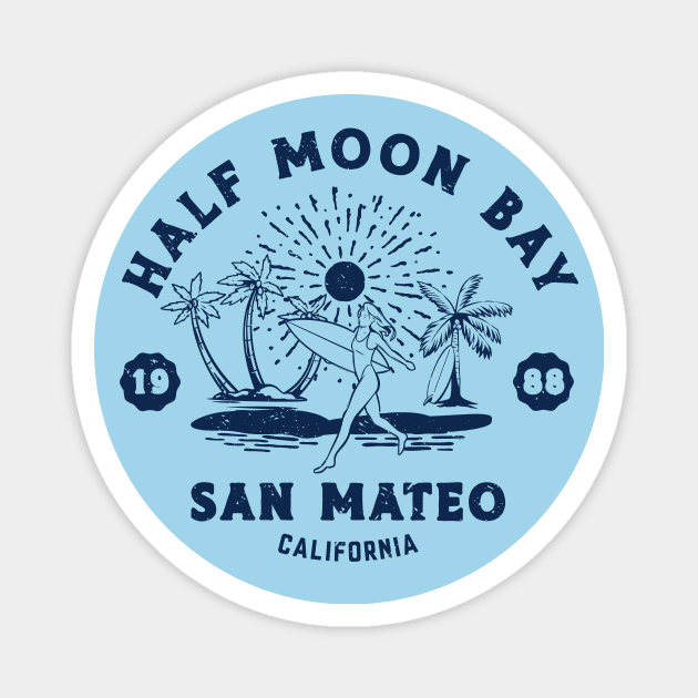 Vintage Half Moon Bay Surfing // Retro California Beach San Mateo1988 Magnet by Now Boarding